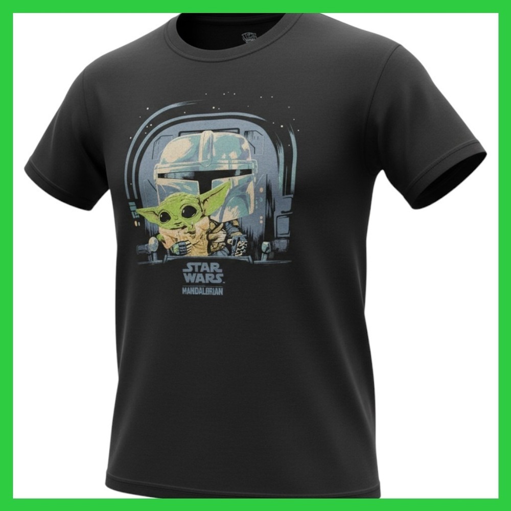 Funko Pop Tees Star Wars The Mandalorian Grogu Graphic T-Shirt Black XL